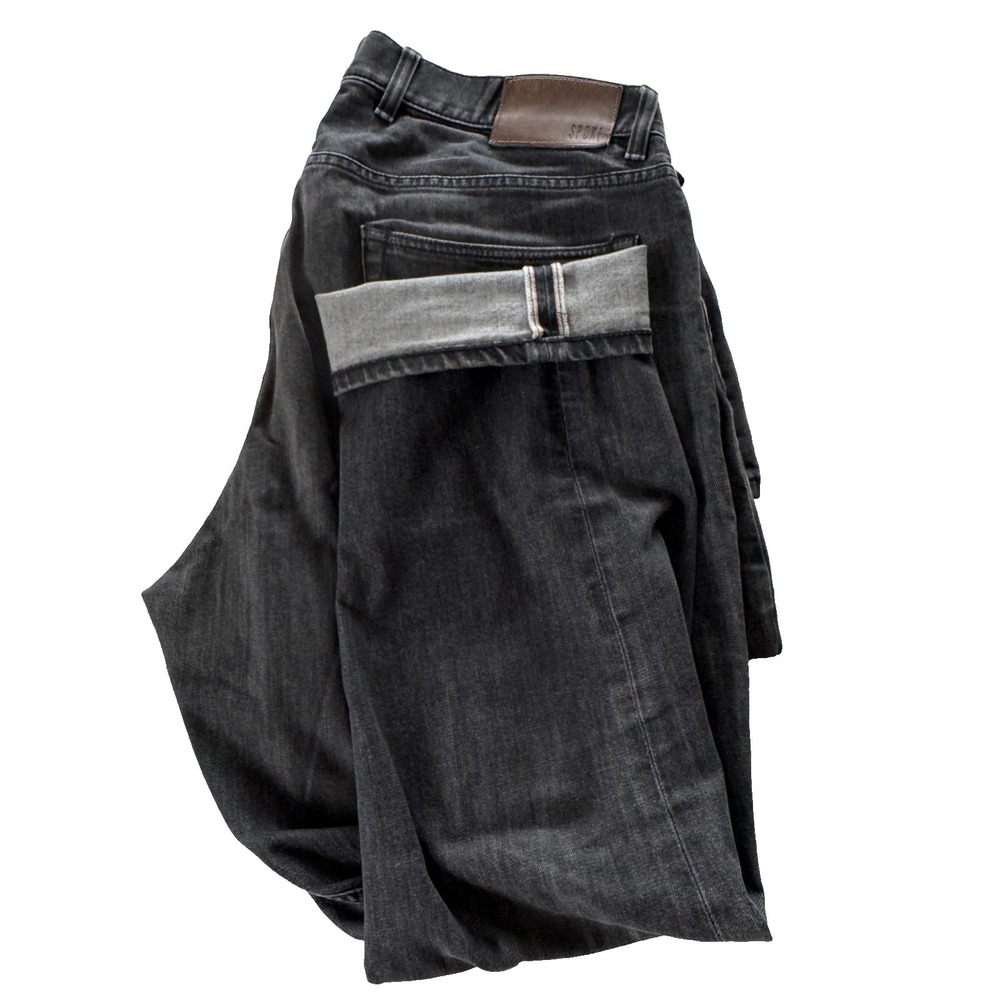 Spoke‎ Jeans Selvedge Denim Mens 37x28 Black Build C Wide Thigh Tapered Kaihara